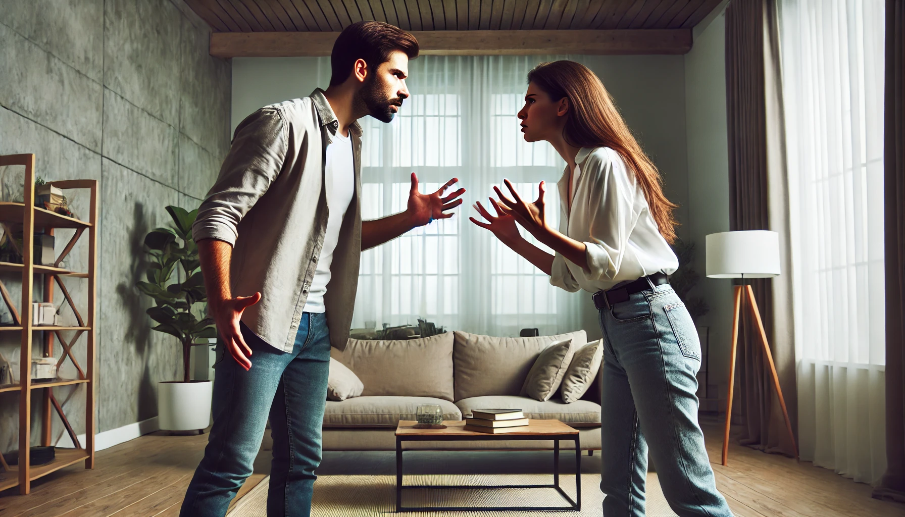 DALL·E 2025-01-05 20.45.31 - A couple arguing in a modern living room setting, .webp